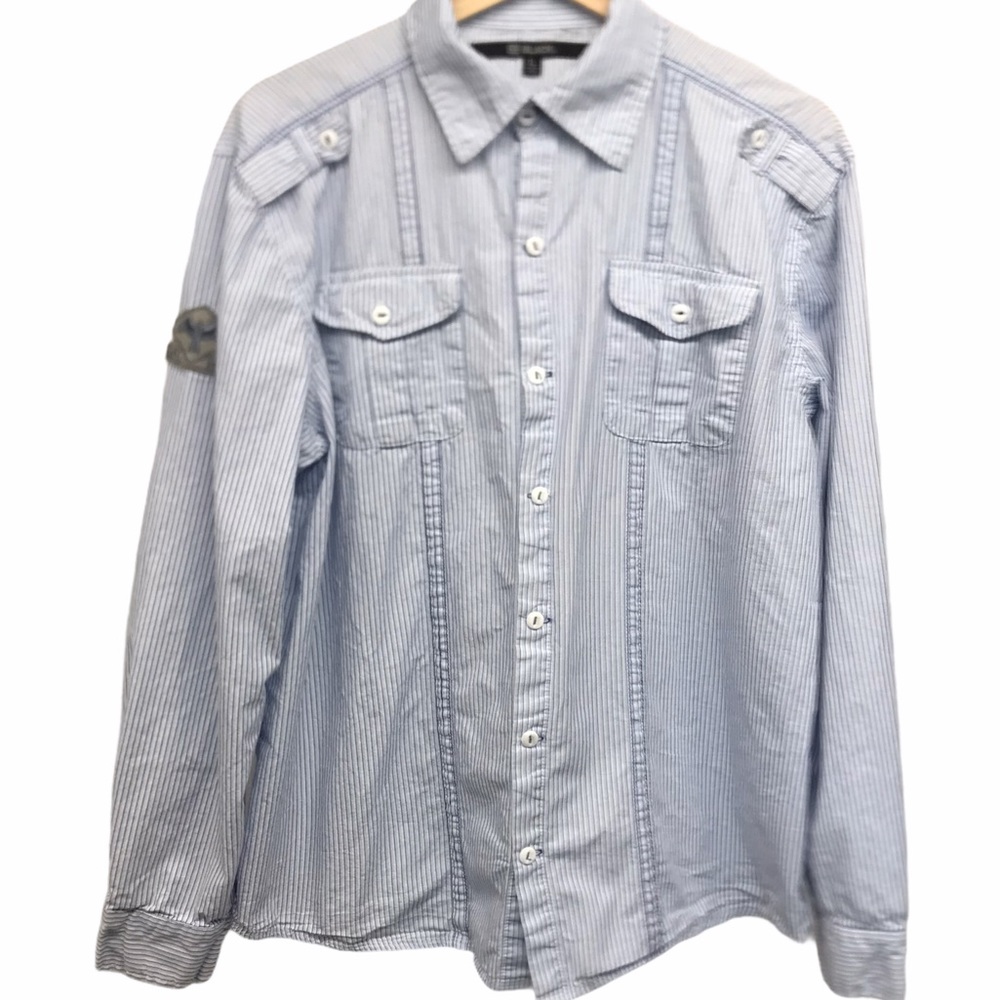 CJ Black Shirt L white with blue stripes